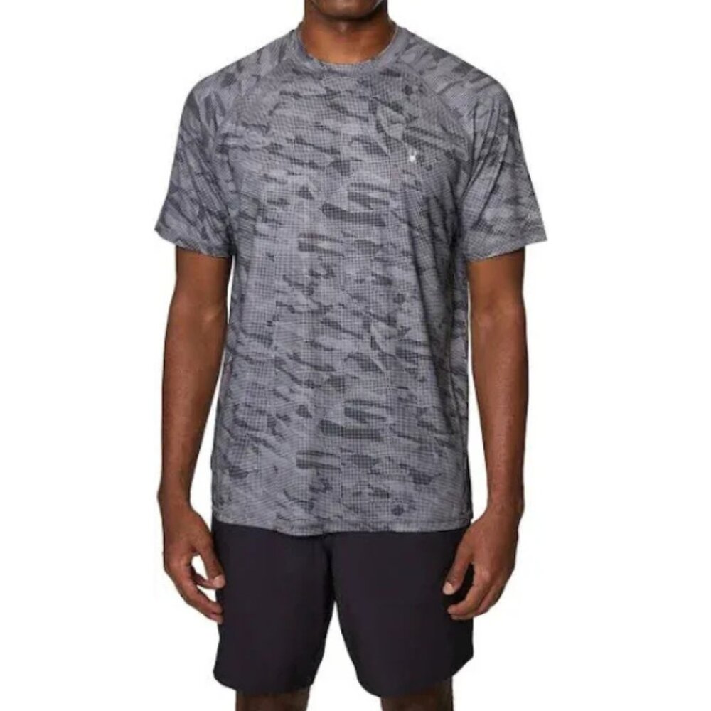 Spyder Rash Guard Shirt Mens Large Gray DGY UPF 30+ Quick Dry Swim Surf Tee